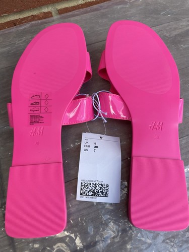 Pantuflas H&M Slides rosa brillante talla Reino Unido 5 EUR 38 EE. UU. 7 - Imagen 4 de 4
