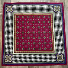 Avon 90  s Vintage LUXURY Scarf Made In Italy Red Burgundy Houndstooth 30 X 30