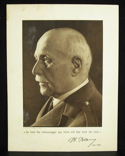 Maréchal Pétain signature fac-similé propagande c1942 occupation Vichy, WW2