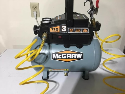 MCGRAW 3 Gallon Hotdog Air Compressor 1/3 HP 110 PSI Low Profile Oil-Free 120V - Picture 6 of 7