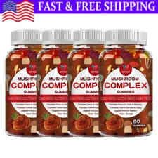 Mushroom Extract Complex Gummies Lions Mane Chaga Reishi Focus Memory Immunity
