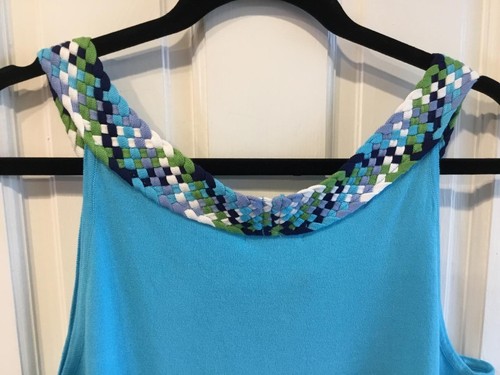 WOMEN'S NWT SHIRT TOP SZ L TURQUIOSE BRAIDED SLEEVELESS JOSEPH A. - Picture 9 of 9