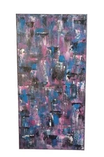Abstract Art Acrylic on Stretched Canvas 24x12x1 "Tokyo Rain"