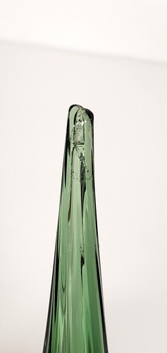 Vintage Green Genie Bottle Paneled Glass 26" Empoli Italy MCM STOPPER REPAIRED - Picture 11 of 18