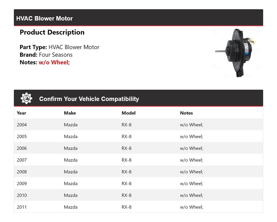 Motor de soprador AVAC Mazda RX-8 2004-2011 4 estações 2005 2006 2007 2008 2009 - Imagem 2 de 4