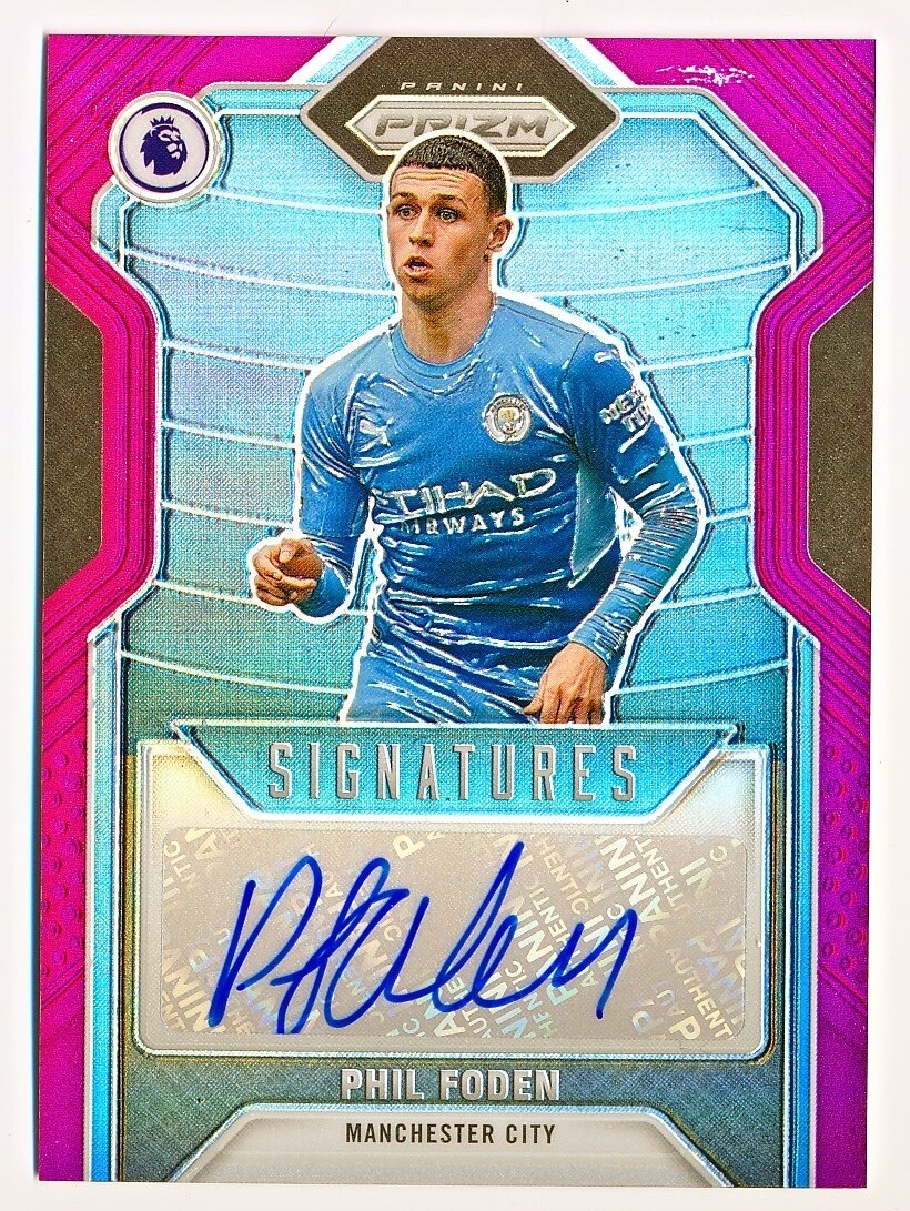 2021-22 Prizm EPL Phil Foden Signatures Prizms Purple Auto #S-PF (xx/25) - QTY