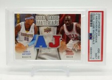 2009-10 Upper Deck CARMELO ANTHONY MICHAEL JORDAN Dual Game Materials PSA 9 MInt