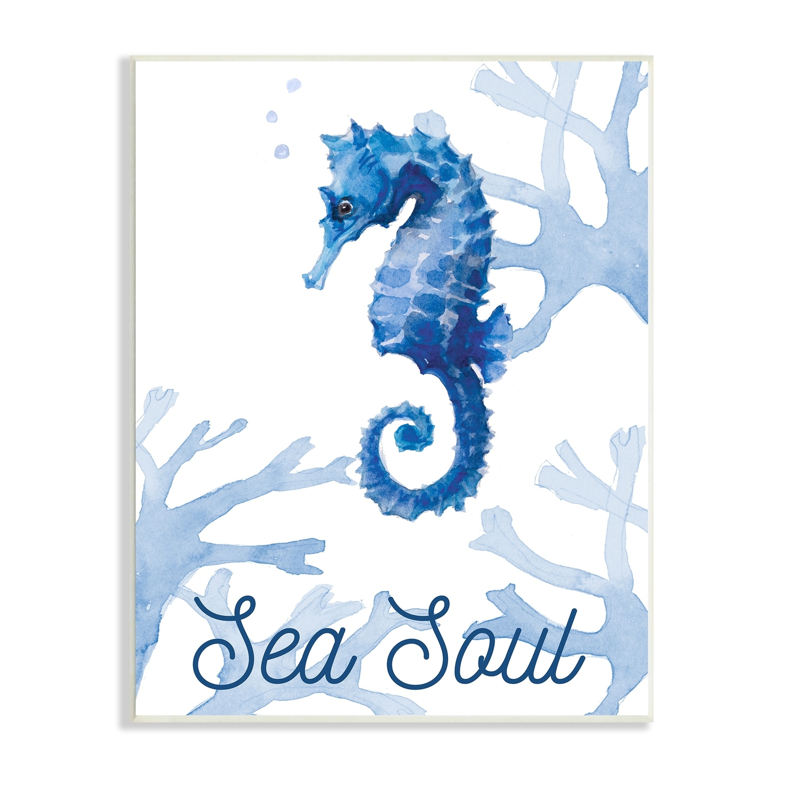 Stupell Sea Soul Sentiment Tranquil Blue Seahorse Ocean White 13 x 19