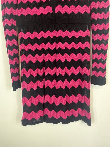 Missoni Long Sleeve Bodycon Knit Chevron Dress Black Pink Women's UK 10 - Picture 6 of 7
