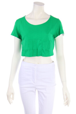 DIRK BIKKEMBERGS Sport Couture Cropped-Shirt Logo Print L green NEW