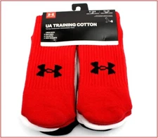 Under Armour Training Cotton - CREW Socks - Wicks - Red White Black 6 pairs