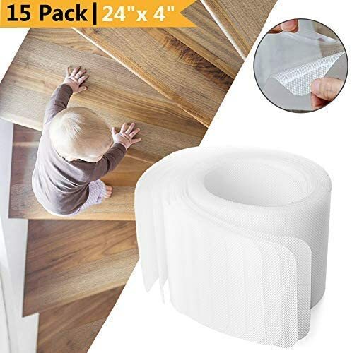 15-Pack Non Slip Stair Treads Anti Slip Clear Tape Adhesive Stair Mat 24" x 4" - Picture 2 of 10