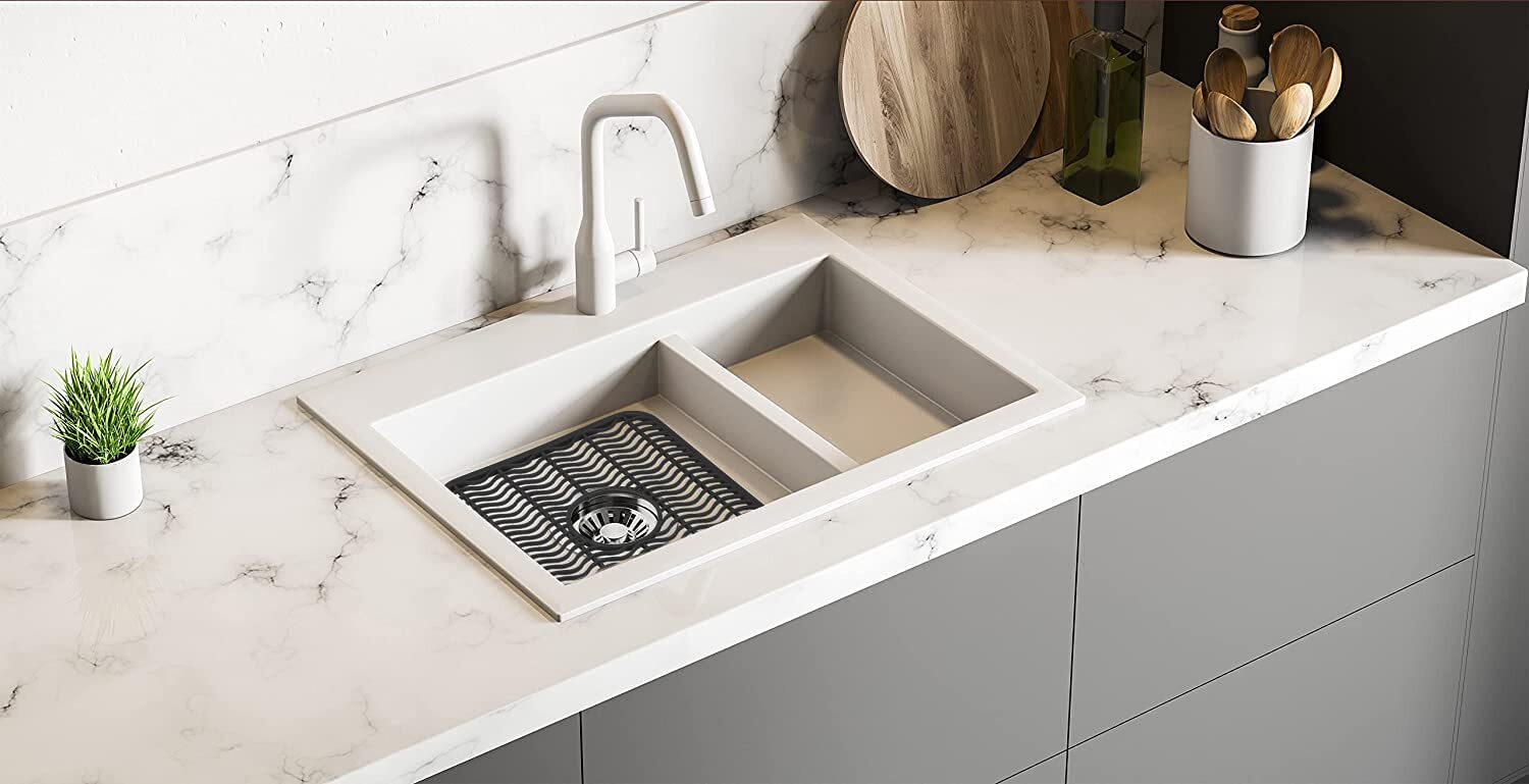 2 Black Sink Protectors for Kitchen Sink 12" x 11" Dish Rack Protect Sink fro...