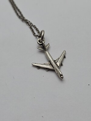 ピアス 　&　ペンダントトップ Vintage 925 Sterling Silver 747 Commercial Airplane Jet Pendant