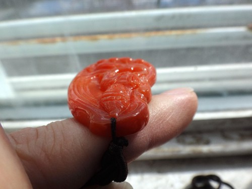 Natural Genuine A Jadeite Jade Red Kwan Kin Buddha Pendant - Picture 5 of 8