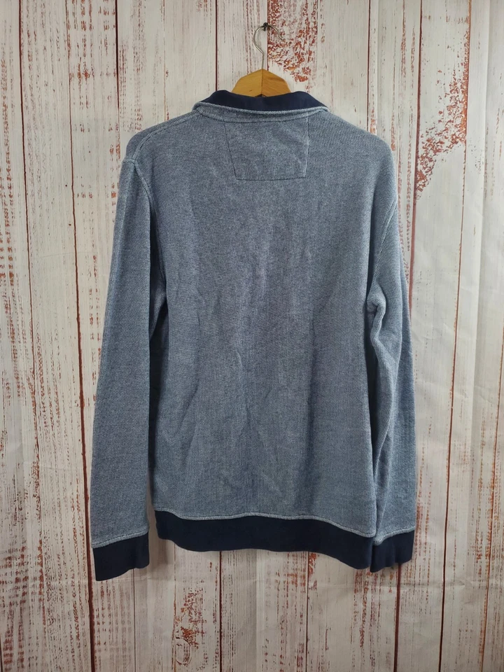 Chaps Pullover Para Hombres Grande Azul Marino/Gris 1/4 Cremallera Manga Larga Sudadera Suéter Foto 2 de 4