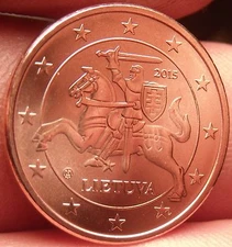 Gem Unc Lithuania 2015 1 Euro Cent~Knight On a Horse~Free Shipping