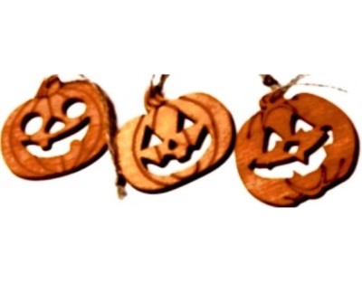 Set of 3 Different Heaven Sends Halloween Wooden Hanging Pumpkin Decorations