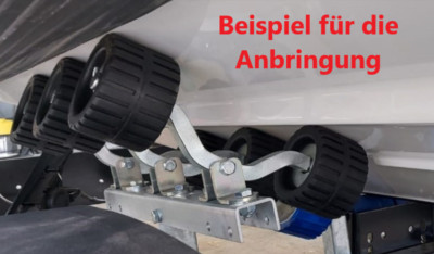 6er Slipwagen Sliprollen Bootsauflage Anbindung für Vierkantrohr 40x40mm