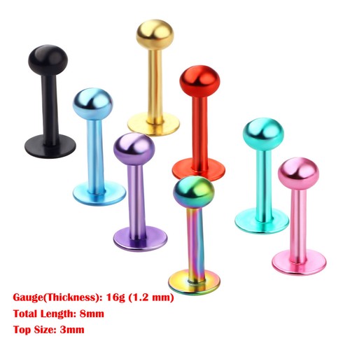 4-24Pcs Gem Labret Monroe Lip Ring 16G Surgical Steel Helix Cartilage Piercing - Picture 29 of 45