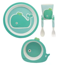 EBROS Moby Dick Whale 5 Piece Organic Bamboo Kids Dinnerware Set