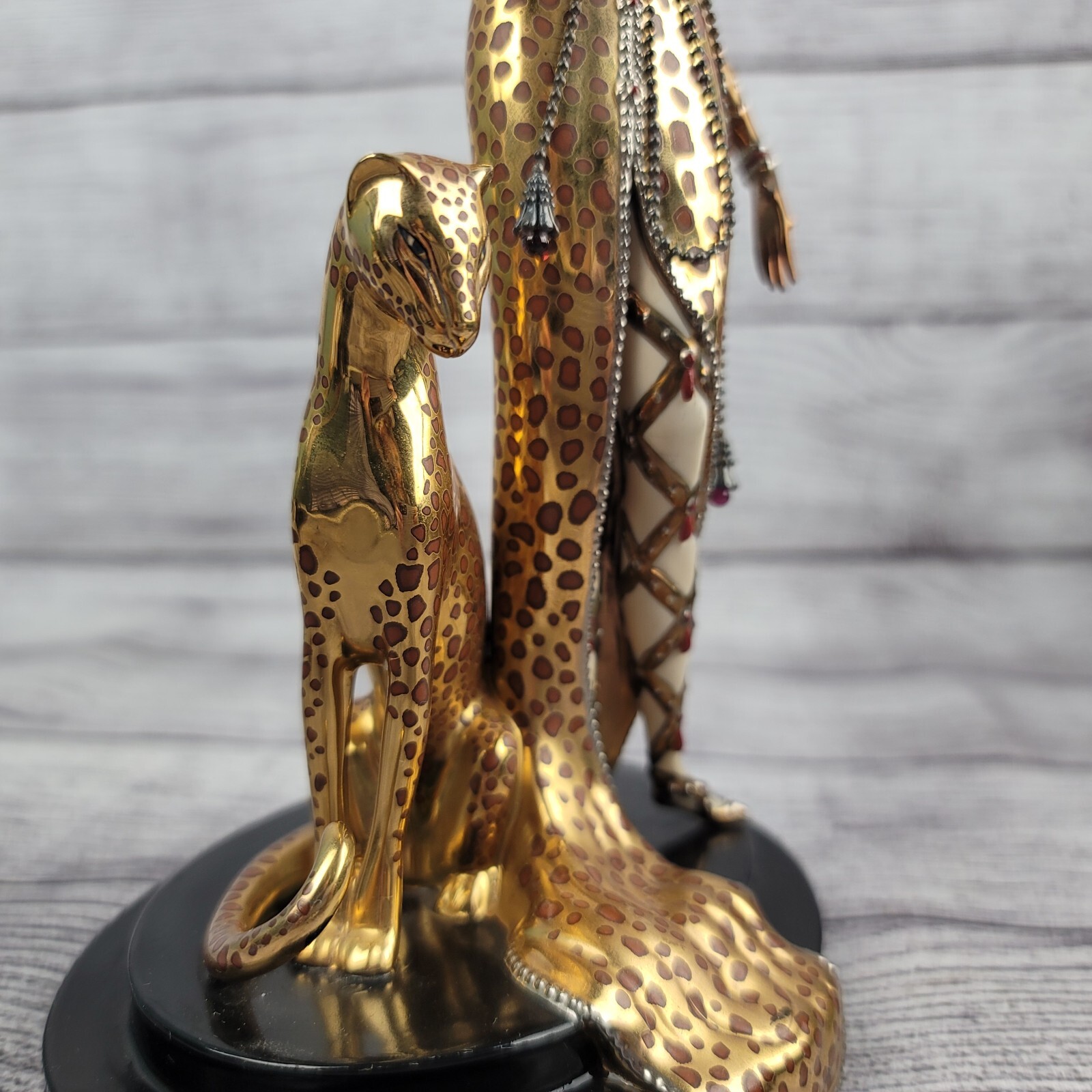 House Of Erte Franklin Mint OCELOT Lady & Leopard Limited Edition Mint
