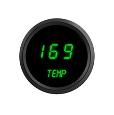 2 1/16" Digital Water Temperature Gauge Green LEDs Black Bezel Made In The USA