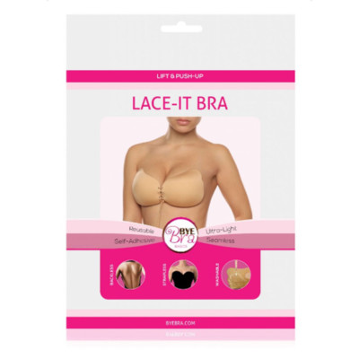 Bye Bra Invisible Tie Lace up Bra Silicone Gel Adhesive Stick On Push Up 902