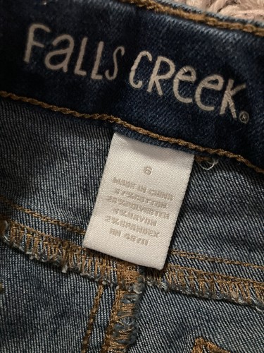 Falls Creek Dark Wash Jeans Straight Leg Childrens Size 6 Stretchy - Picture 3 of 6