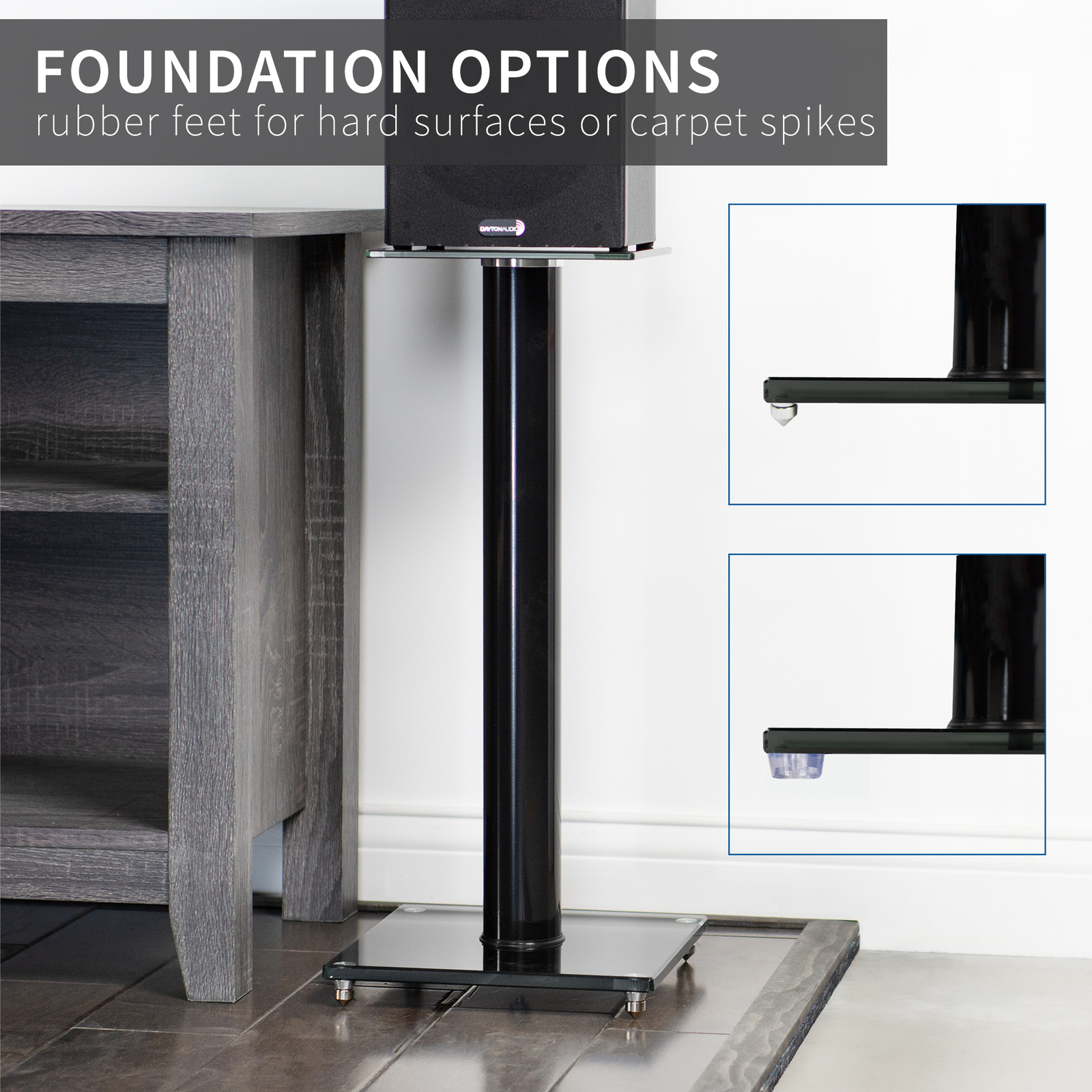 Premium Universal Floor Speaker Stands for Surround Sound & Book Shelf Speakers