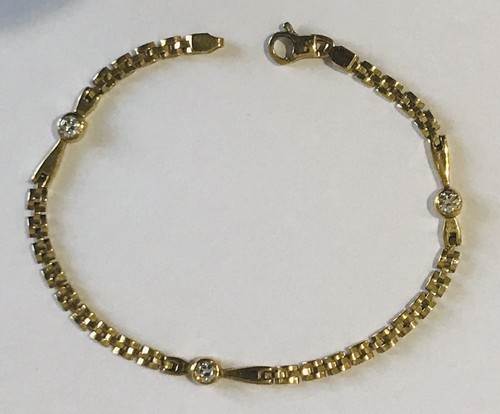 9ct Gold 7.5” Cubic Zirconia Bracelet with UK Hallmark New 6.2 Grams