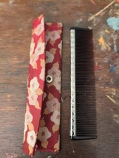Silver Plated Vanity Desser Hair Comb 6" W/Case Vintage