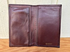 AT-A- GLANCE genuine leather checkbook,register,note cover wallet. Vintage brown