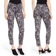 AG Adriano Goldschmied leopard print prima ankle high rise skinny jeans gray 25