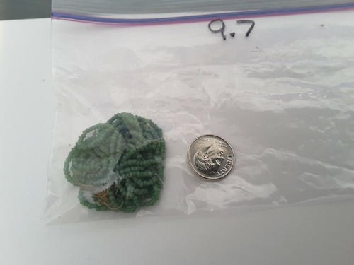 Antique /Vintage Micro Seed Beads Lot Emerald Green