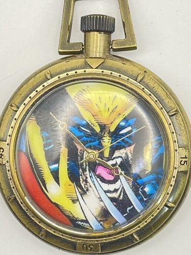 1997 VINTAGE WOLVERINE MARVEL COMICS COLLECTIBLE GOLD POCKET WATCH - Picture 2 of 5