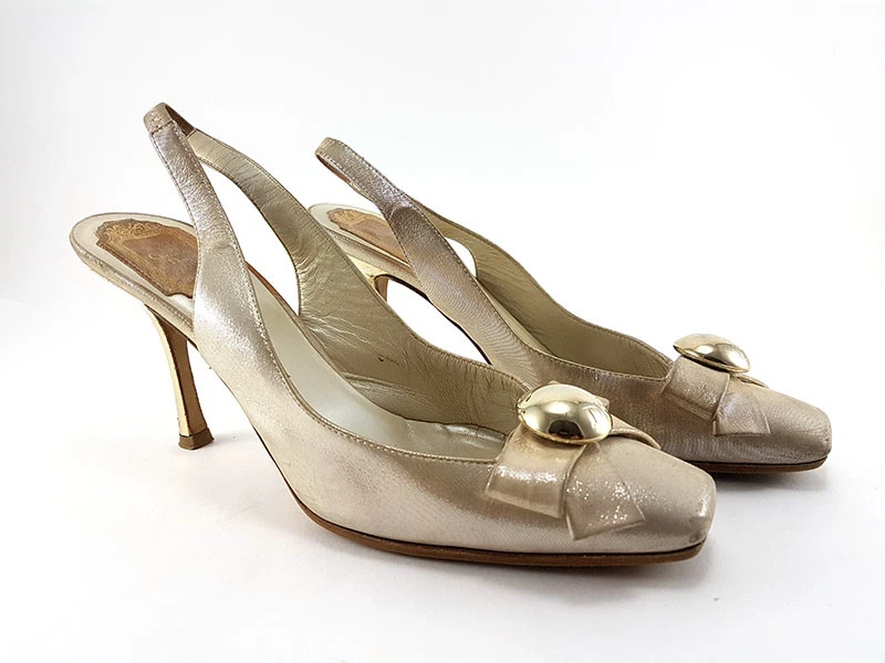 Chaussures femme Christian Dior en cuir métallique taille US 7,5/UE 37,5
