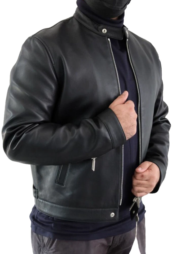 DSQUARED2 BNWT CAFE RACER OVINE LEATHER JACKET-BLACK EU52/US42/XL (XL/XL+) - Image 3 of 4