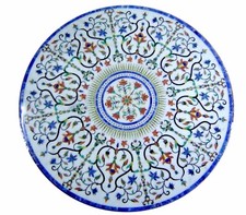 Piano In Marmo Da 42" Con Intarsio In Pietra Dura Lavorato A Mano