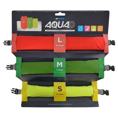 Oxford Motorcycle Aqua D Waterproof Packing Cubes x 3 Red Green Yellow OL901 - - Picture 2 of 5