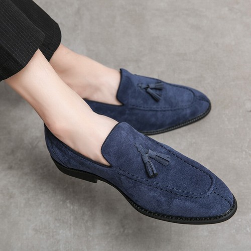 Tassel | Men's Brogue Faux Suede Dress Shoes Formal Suit Shoes Moccasins Loafers - Picture 4 of 26
