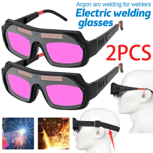 2X Automatische Verdunkelung Schweißerbrille Schweißerbrille Helm Maske Spritzfest mit Riemen - Bild 1 von 9