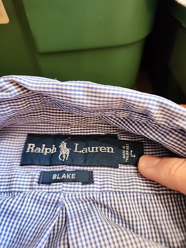 Ralph Lauren Blake Men's XL L/S Light Blue/White Check Button Down EUC. GB17 - Picture 7 of 10