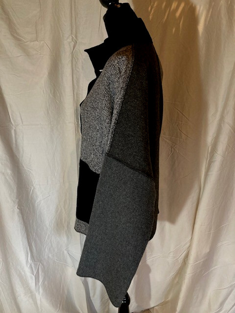 CAMELEON WOOL BLEND GRAY/BLACK BUTTON FRONT LONG … - image 6