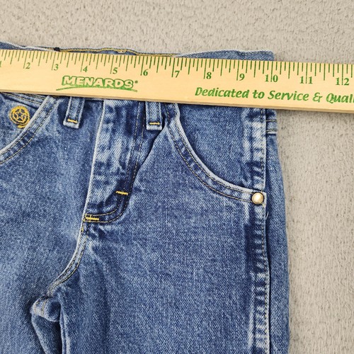 Wrangler Jeans Boys 6 Slim Western Blue Denim Adjustable Waist Cowboy Pants - Picture 3 of 14