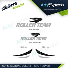 Kit completo 4 adesivi camper ROLLER TEAM, loghi stickers carvan