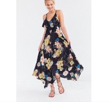 Urban Outfitters Ecote Ashley Navy Lace Up Open Back Maxi Midi Dress Size Small