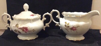 Royal Heidelberg Winterling Rose Brier Sugar Bowl w/Lid & Creamer