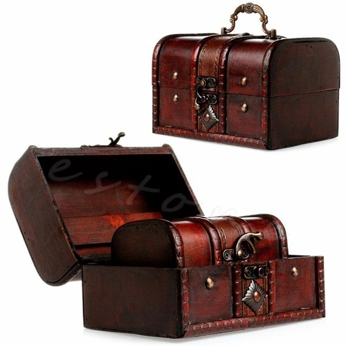2x Holz Schmuck Aufbewahrungsbox Etui Schatztruhe Organizer Wohndeko Holz 2 Stück - Bild 2 von 6