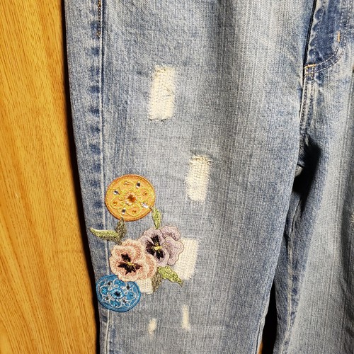 Jeans donna nuovi con etichetta rari Z. Cavaricci autentici vintage taglia 3 floreale invecchiato  - Foto 2 di 9